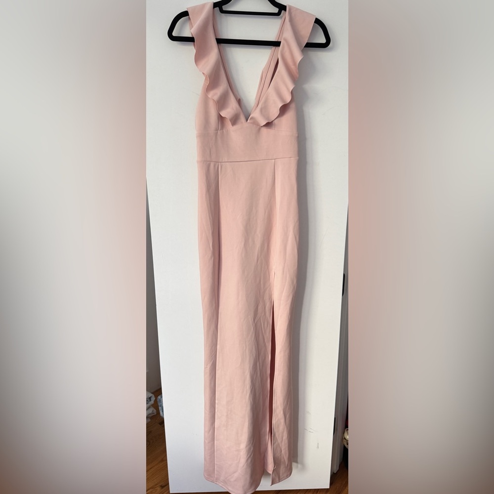 Showpo Ruffled Slit “In The Wind” Maxi Dress
